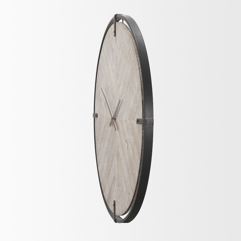 Rani Matte Black Metal w/ Wood Wall Clock - 33.5L x 1.6W x 33.5H