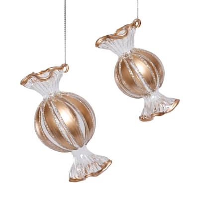 Wrapped Candy Glass Holiday Ornaments, 12 Hanging Pieces (6 Sets of 2)