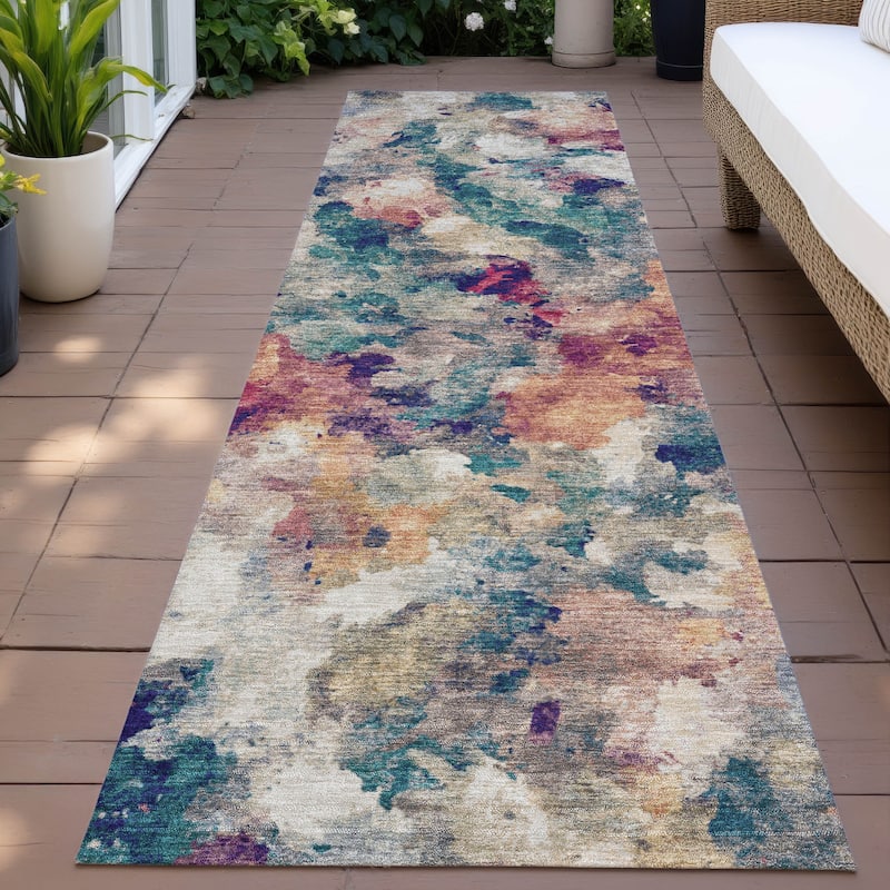 Machine Washable Indoor/Outdoor Modern Artistry Chantille Rug - Putty - 2'3" x 7'6"
