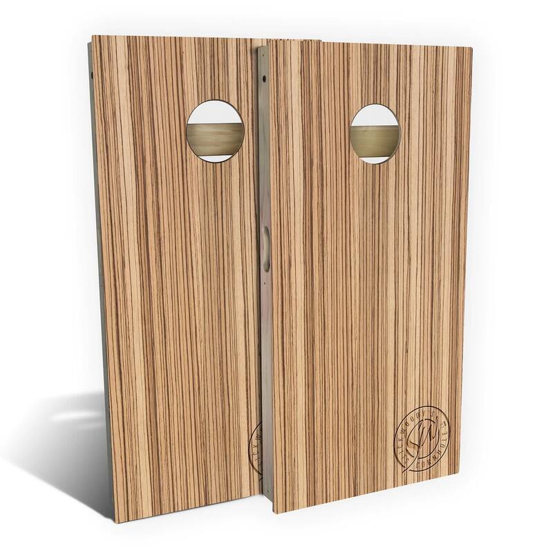 Zebra Wood Outdoor Cornhole Board Set