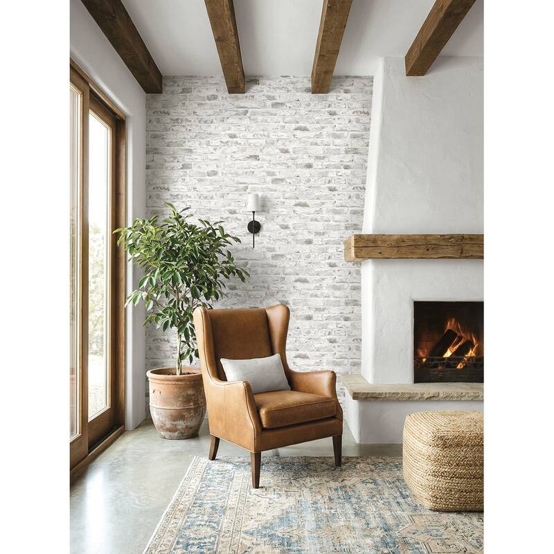 Harry & Grace Faux Rustic Brick Peel and Stick Natural Wall Backdrop Panel