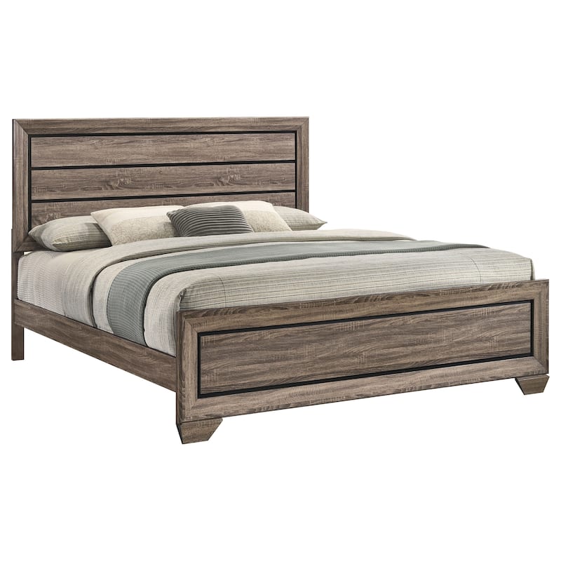 Washed Taupe Panel Eastern King Bed with Slatted Structure