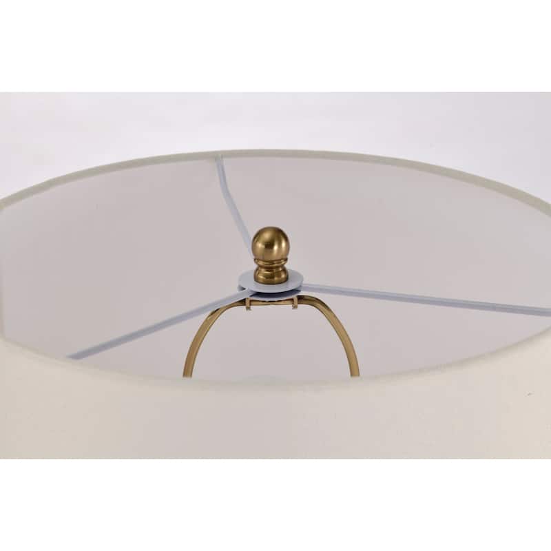Linen Shade 6 Inch Brass Base Finish Pull Chain Table Lamp