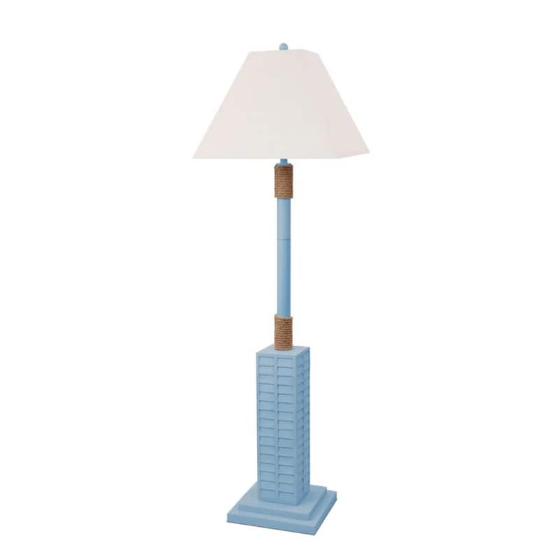 63-inch Polyresin Floor Lamp with Linen Shade and Bulb Included - 7.20” x 18” x 63” - Light-Blue