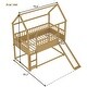 preview thumbnail 12 of 14, Wooden House Bunk Bed with Convertible Slide and Ladder,Twin Over Twin