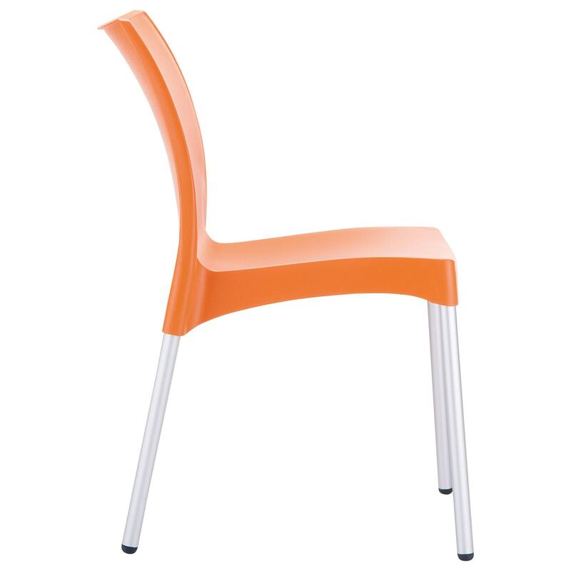 31.5" Orange and White Stackable Outdoor Patio Armless Dining Chair