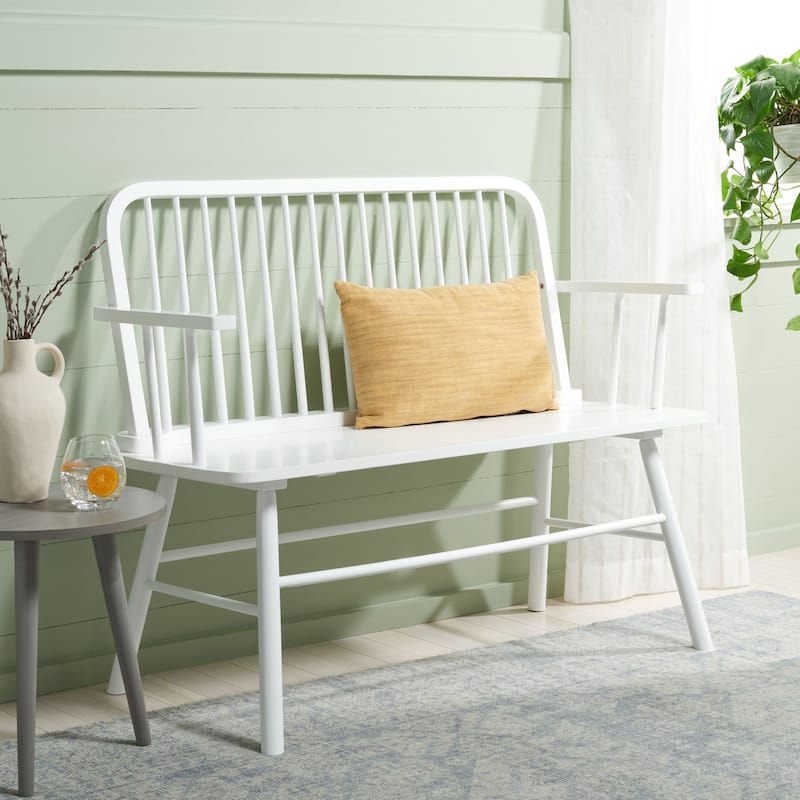 SAFAVIEH Tella Farmhouse Solid Wood Spindle Bench - 47Wx19Dx35H - White