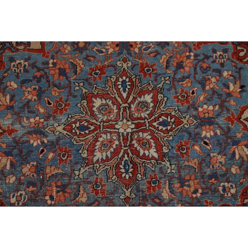 Pre-1900 Antique Isfahan Vegetable Dye Persian Rug Handmade Wool Carpet - 4'7" x 6'7"