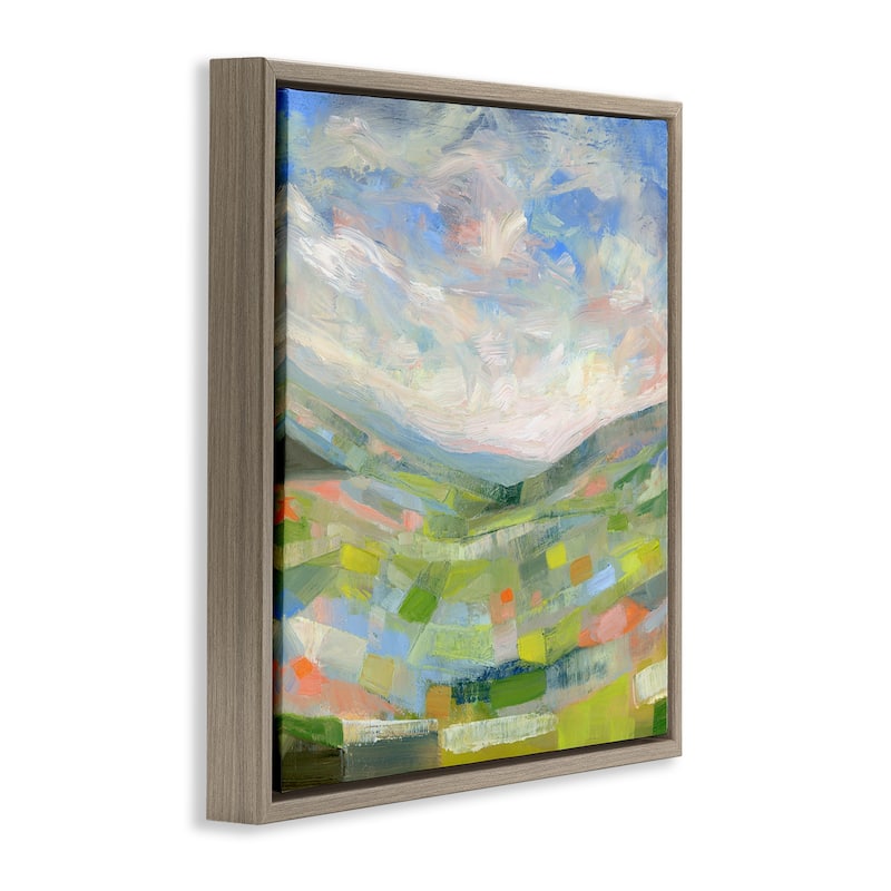 Stupell Jolly Geometric Countryside Scene Framed Floater Canvas Wall Art Design By Ashley Davis