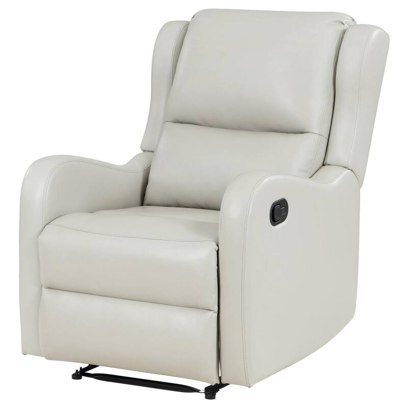 Mayra Manual Recliner Chair, English Arms, Plush Ivory Faux Leather