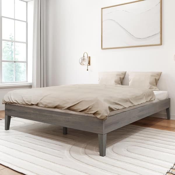 slide 2 of 18, Plank and Beam Queen Size Platform Bed Driftwood