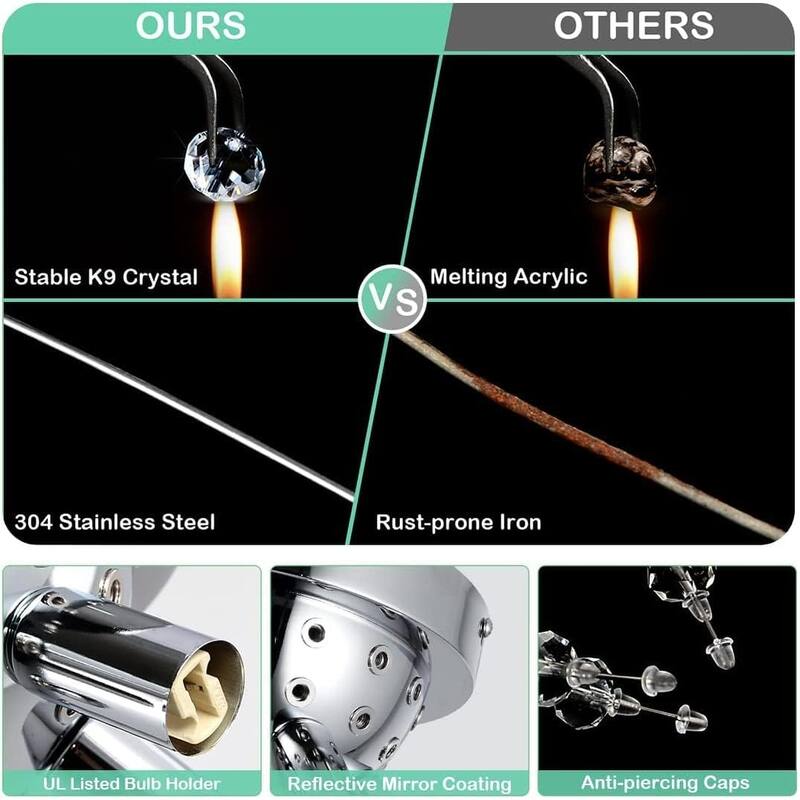 Crystal Flush Mount Ceiling Light, Sputnik Firework Close to Ceiling Lamp, LED Ceiling Light Fixtures for Bedroom Kitchen