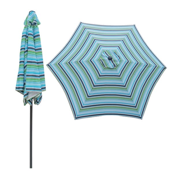 blue pattern patio umbrella Heininger DestinationGear 6.5 Ft Royal & White Deluxe Italian : Patio, Lawn & Garden pools and gardens Xzomystify Blue Striped Beach Umbrella