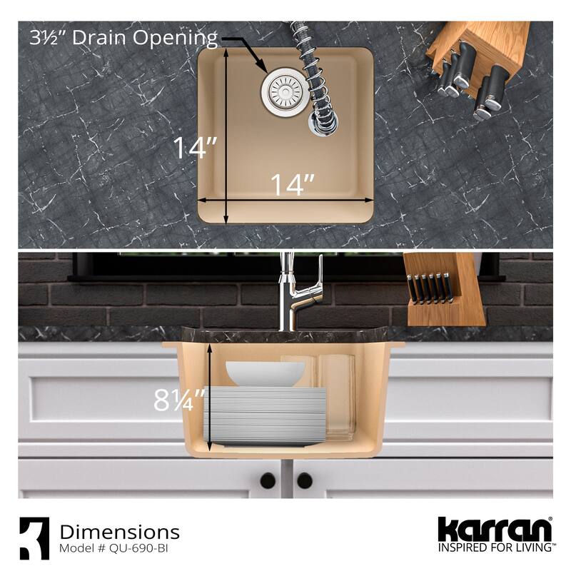 Karran Undermount Quartz Bar Single Bowl Sink