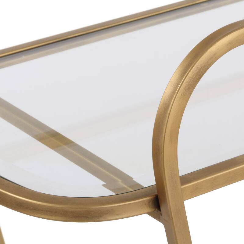 Uttermost Swain Brass Serving Cart - 35.75" H x 35.75" W x 16.5" D