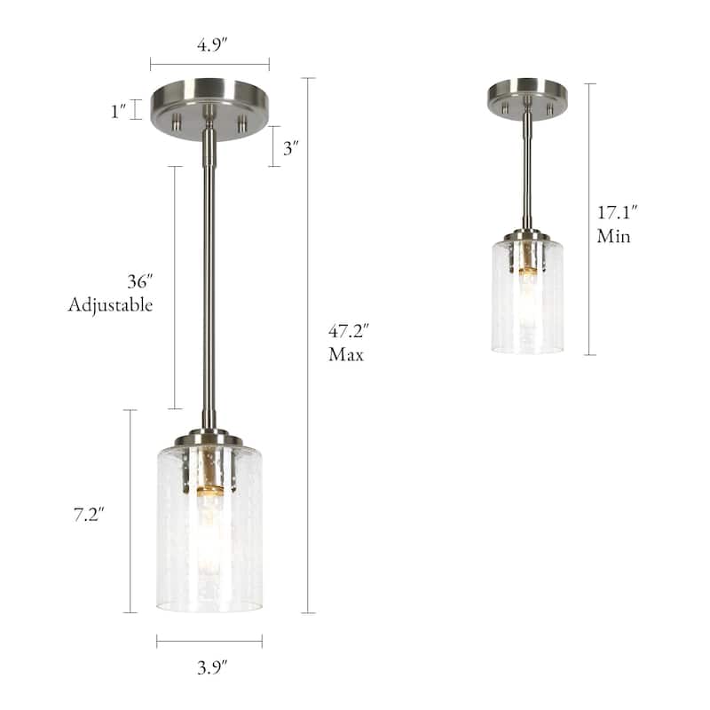 Modern 1-Light Seeded Glass Pendant Light for Dining Kitchen Commercial Spaces - D3.9" x H7.2"