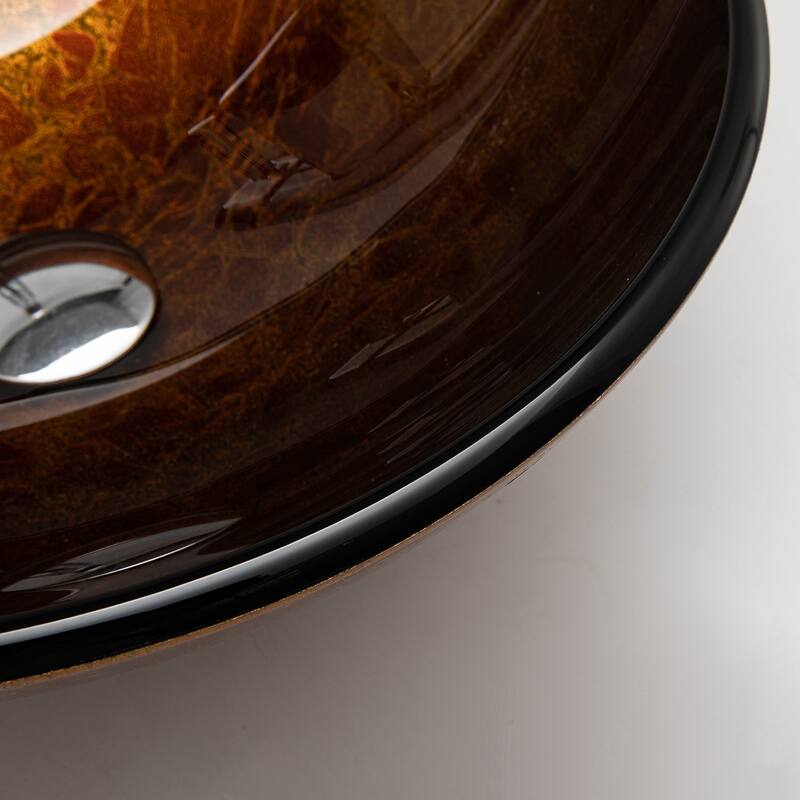 Vinnova Glass Circular Vessel Bathroom Sink without Faucet