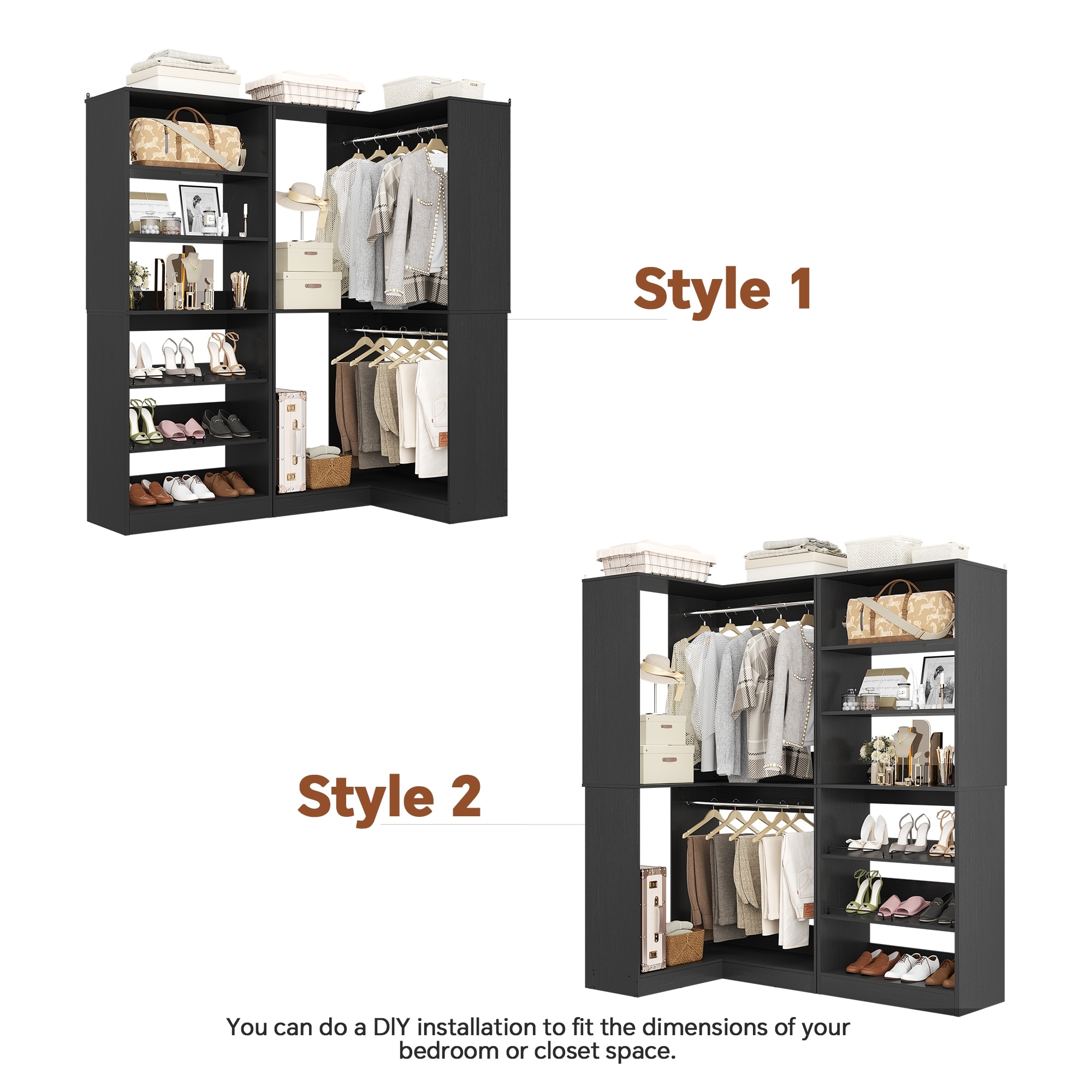 Cimly Set of 2 Corner Closet System with Shoe Organizer