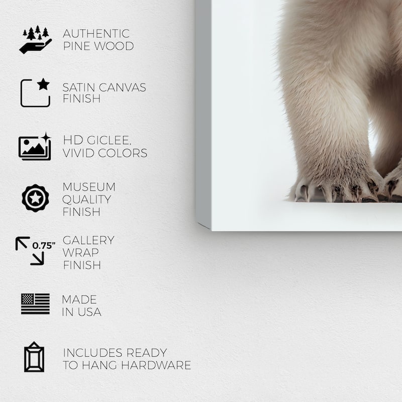 Wynwood Studio Canvas Animals Baby Animal Polar Bear White and Modern & Contemporary Wall Art Canvas Print - White,
