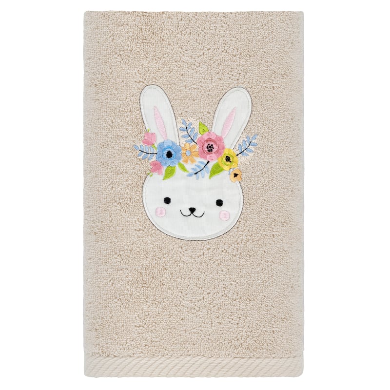 Authentic Hotel and Spa Flower Crown - Embroidered Luxury 100% Turkish Cotton Hand Towel - Sand