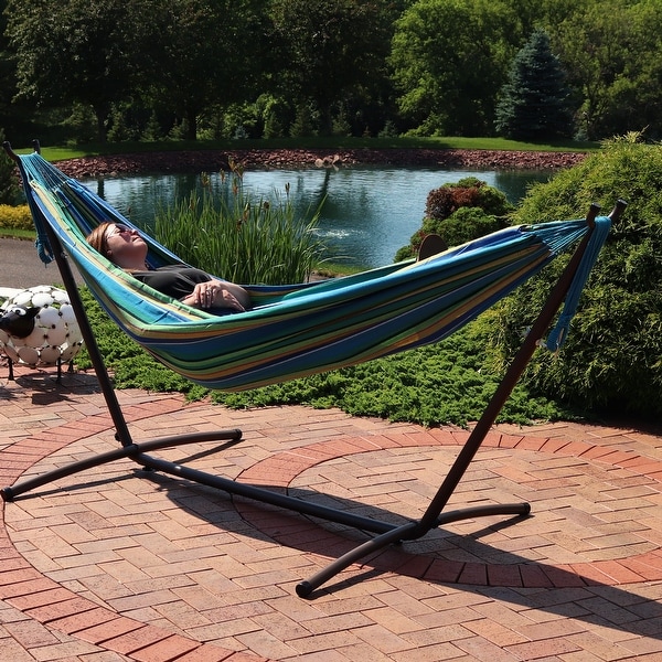 Amazon.com : Sunnydaze Double Brazilian Hammock with Stand