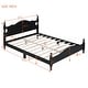 preview thumbnail 9 of 23, Queen Size Retro Wood Platform Bed Frame with Wooden Slat Support, No Box Spring Required