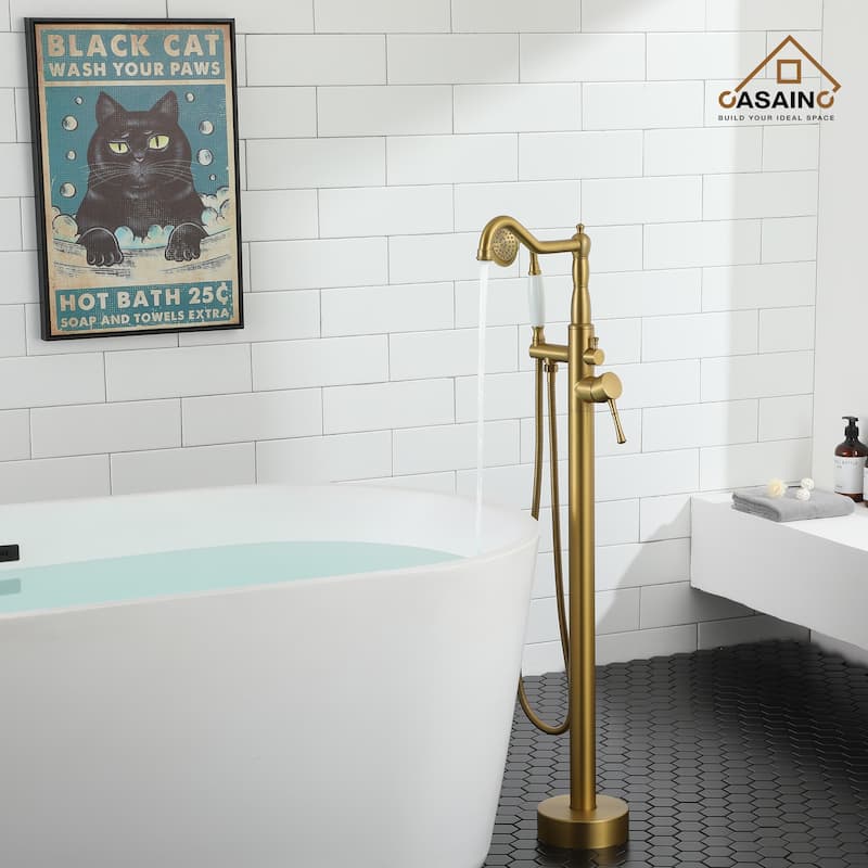 Single Handle Classical Freestanding Bathtub Faucet with Hand Shower Hand
