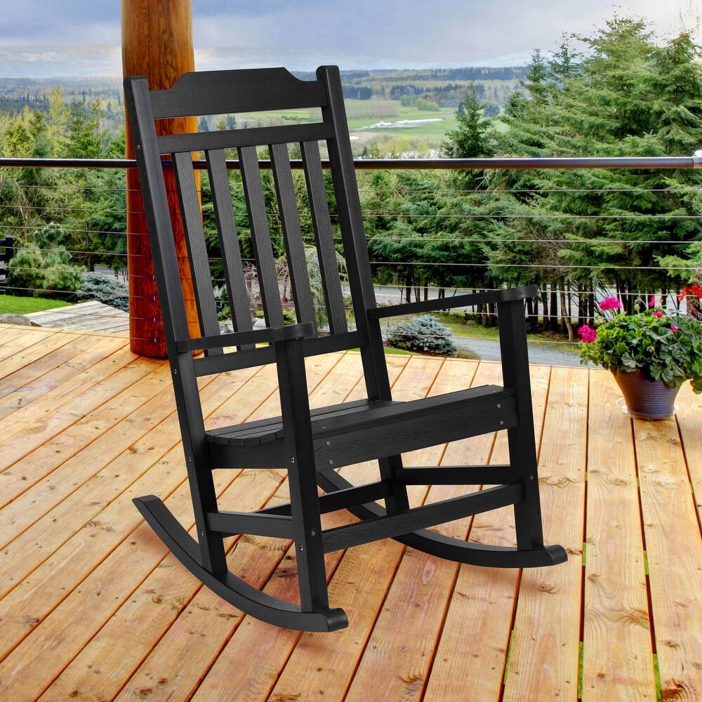 All-Weather Rocking Chair in Faux Wood - Patio and Backyard Furniture