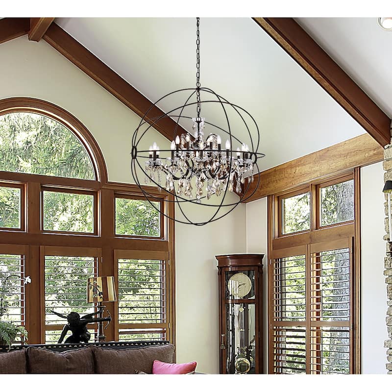 Royce Edge 18 light Dark Bronze Chandelier - dark bronze royal cut golden teak (smoky) crystals