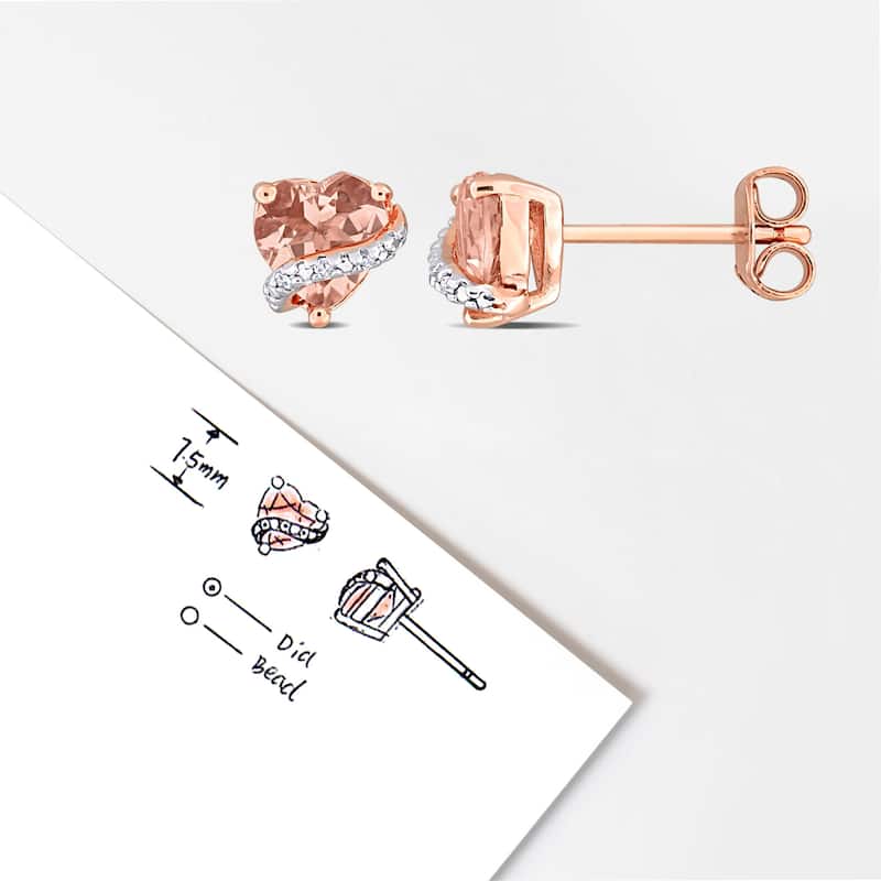 Miadora 1 1/3ct TGW Morganite and Diamond Accent Stud Earrings Rose Silver