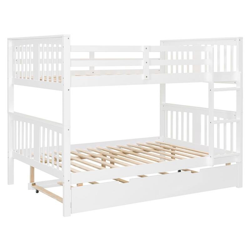 Full over Full Size Bunk Bed with Twin Size Trundle and Ladder