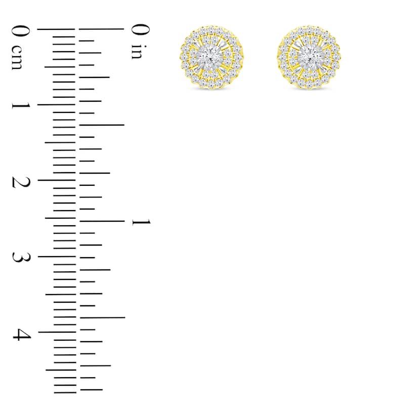 1/4ct TDW Diamond Halo Stud Earrings in 10K Yellow Gold for Women