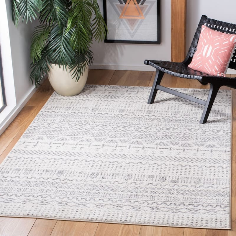 SAFAVIEH Tulum Velimirka Moroccan Boho Rug - 9' x 12' - Ivory/Grey
