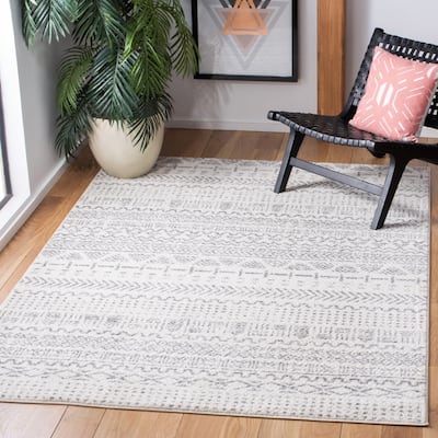 SAFAVIEH Tulum Virjinija Moroccan Boho Rug - Ivory/Grey - 5' 5" x 7' 7"