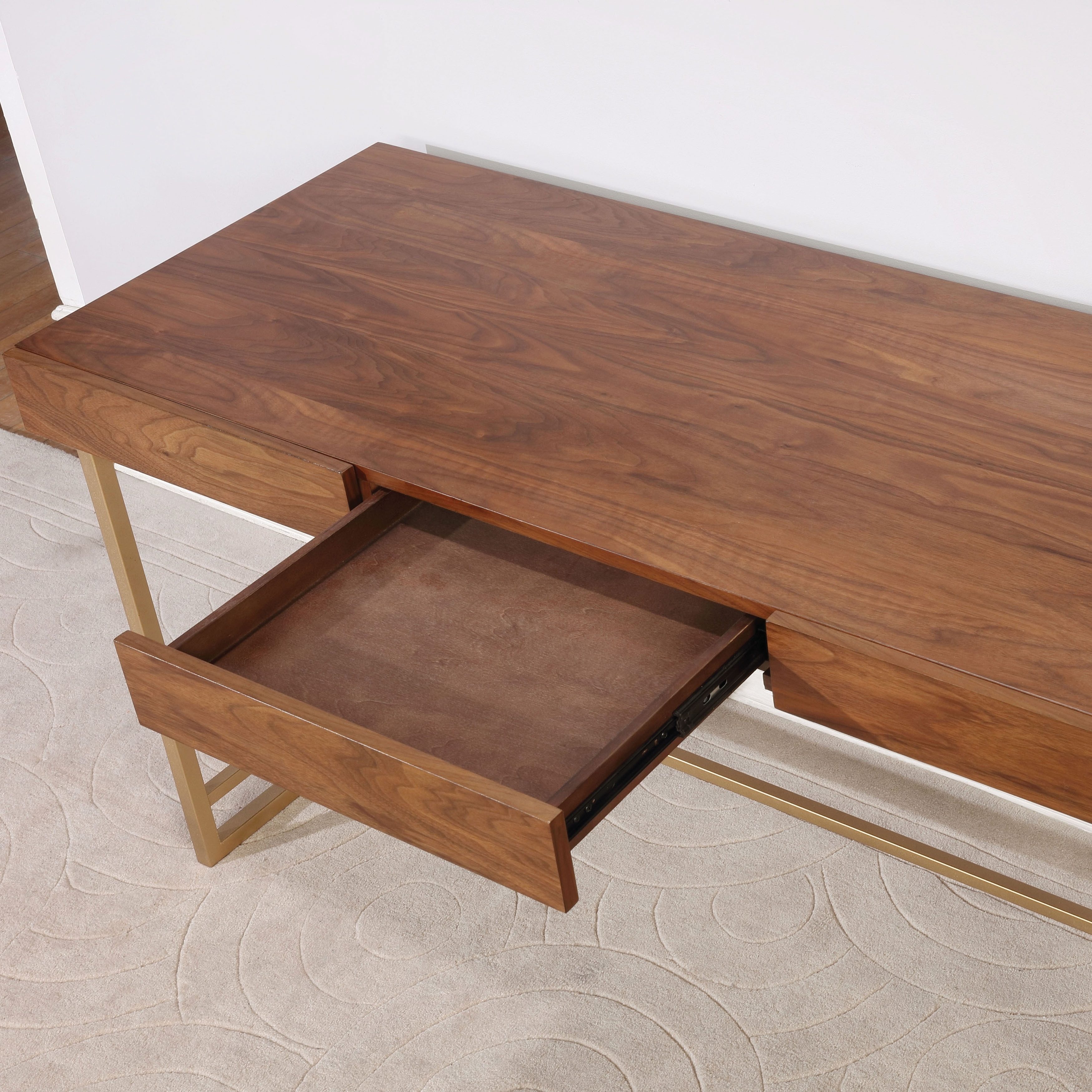 洋書 English Furniture Vaiz Modern 60-inch Metal 3-Drawer Computer Desk with
