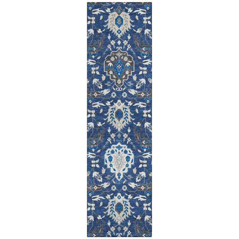Machine Washable Indoor/ Outdoor Traditional Kashan Chantille Rug