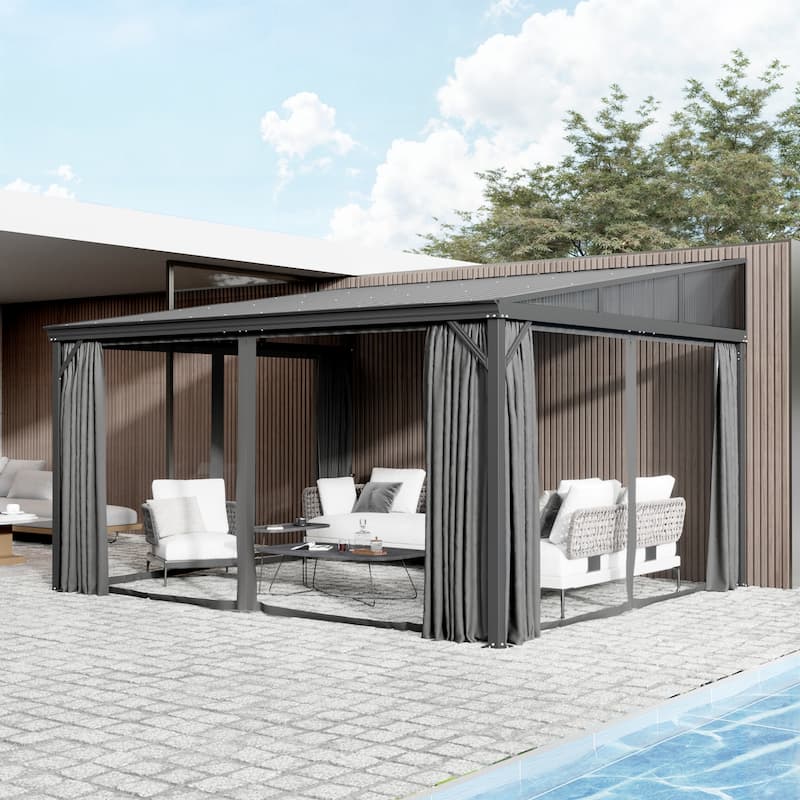 Aluminum Patio Gazebo Curtains Mosquito Netting Outdoor Canopy Backyard Poolside Garage Door