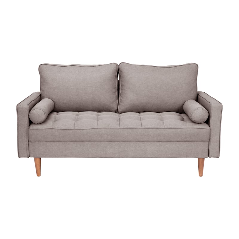 Compact Upholstered Tufted Loveseat with Wooden Legs