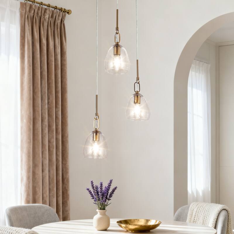 Blobfish Modern 3-Light Glass Chandelier Gold Cluster Kitchen Island Pendant - D 15" x H 12.5"