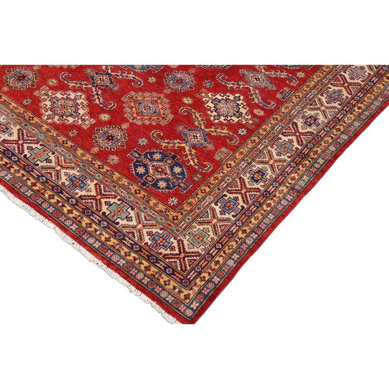 Rustic Super Kazak Janes Red/Beige Hand Knotted Wool Rug - 8'2'' x 10'3''