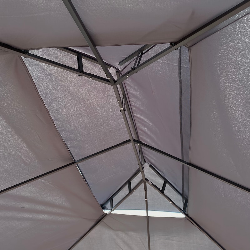 13x10 FT Patio Steel Gazebo, Canopy Tent with Ventilated Double Roof, Mosquito Netting & Privacy Screens for Garden, Backyard