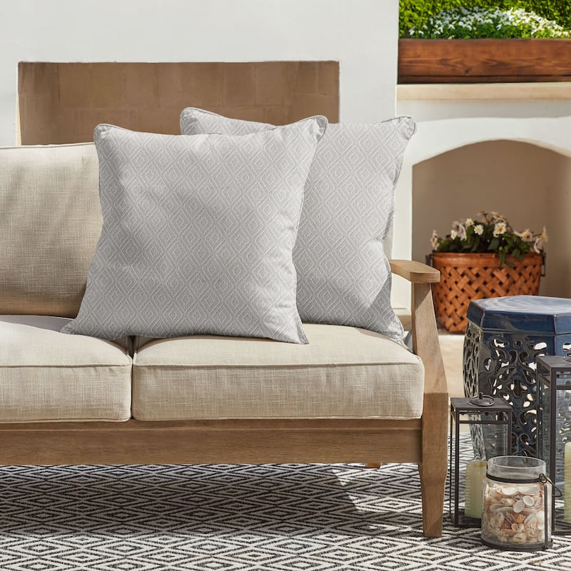 Sorra Home Sunbrella Outdoor Corded Pillow Set of 2 - 24 in H x 24 in W x 6 in D - Retain Oyster