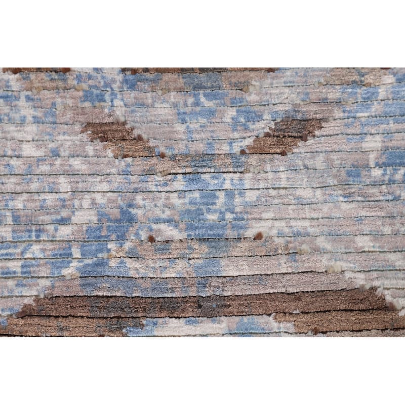 Striped / Modern Accent Rug Hand-Knotted Wool Carpet - 2'8"x 4'7"