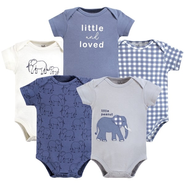 slide 1 of 1, Touched by Nature Boys Organic Cotton Bodysuits, Blue Peanut Newborn - Blue Peanut