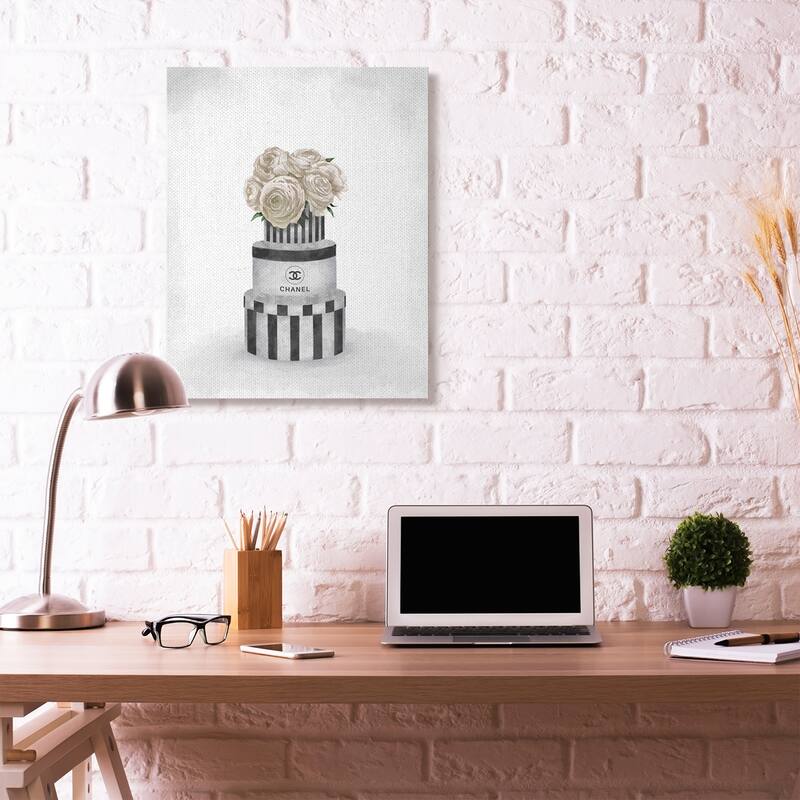 Stupell Fashion Flower Box Stack Neutral Grey Painting Canvas Wall Art, Proudly Made in USA