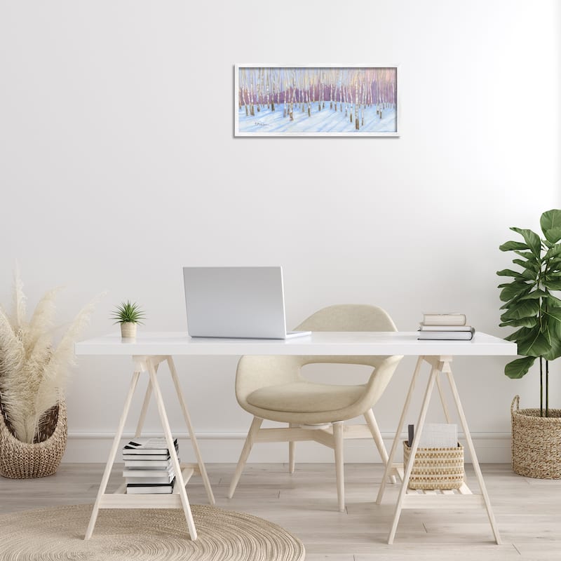 Stupell Niveous Birch Tree Grove Framed Giclee Art Design By Paul Brent