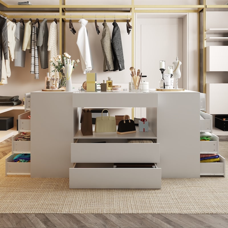 Sleek Closet Storage Island with Multiple Drawers for Accessories