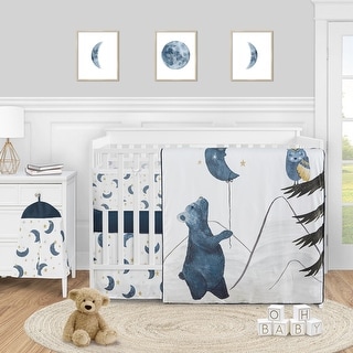 Sweet Jojo Designs Woodland Bear Owl Boy Girl Gender Neutral 6p Crib Bedding +BreathableBaby Breathable Mesh Liner Pad Celestial