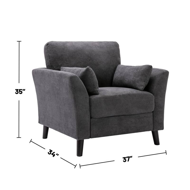 Velvet Upholstered Fabric Chair with 2 Pillows