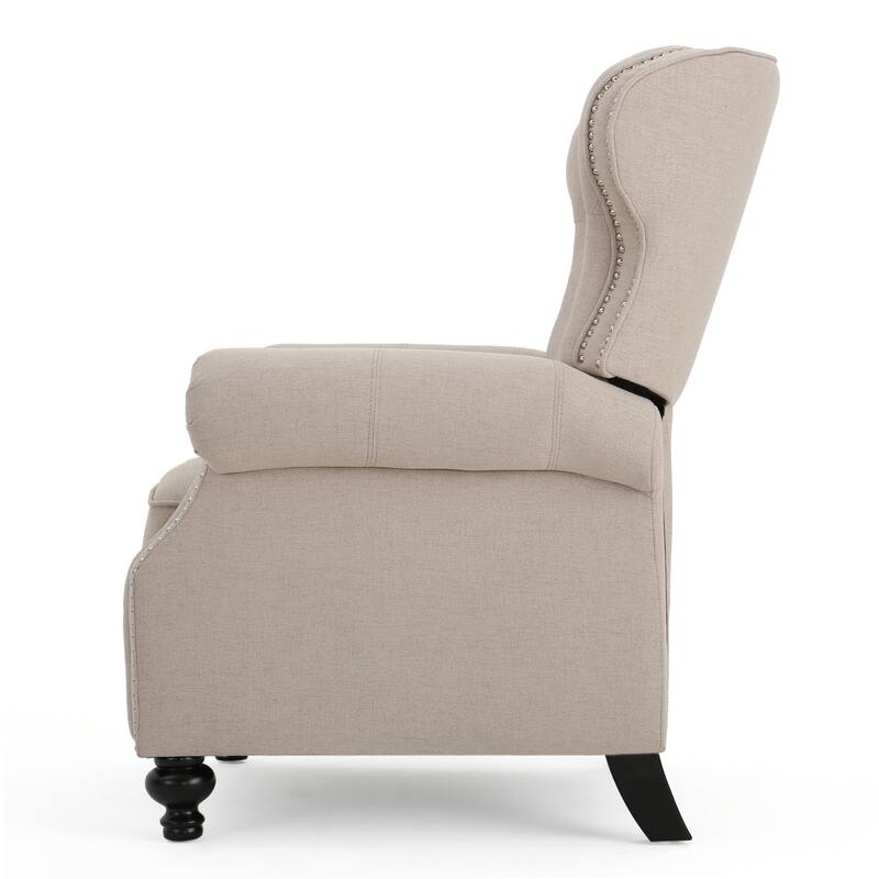 Tufted Recliner Chair - Diamond Stitch Backrest, Nailhead Trim and Rolled Arms 